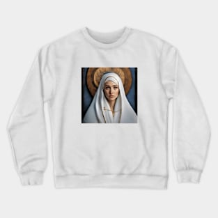 Portrait of Virgin Mary in white veil Crewneck Sweatshirt